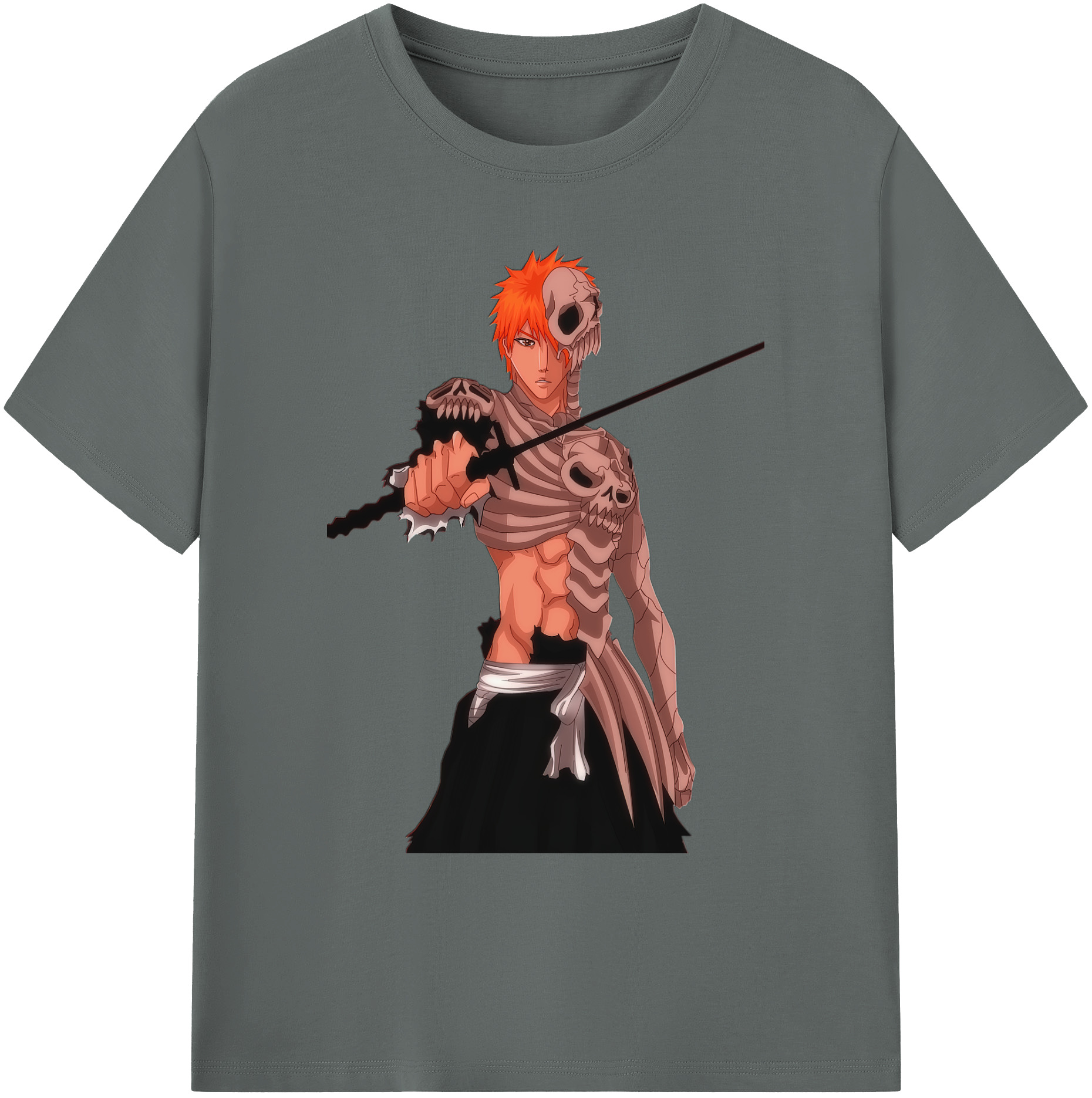 （画像用） ブリーチ 黒崎一護（くろさき いちご）BLEACH Kurosaki Ichigo 綿100％ メンズ半袖Tシャツ｜肌触りやわらか＆通気性